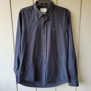 Gucci black button down shirt logo on front mens size XL